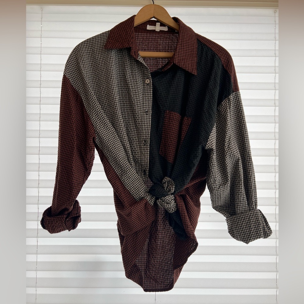 Buckle Gilded Intent “Boyfriend” Plaid Button Down Long Sleeve Shirt